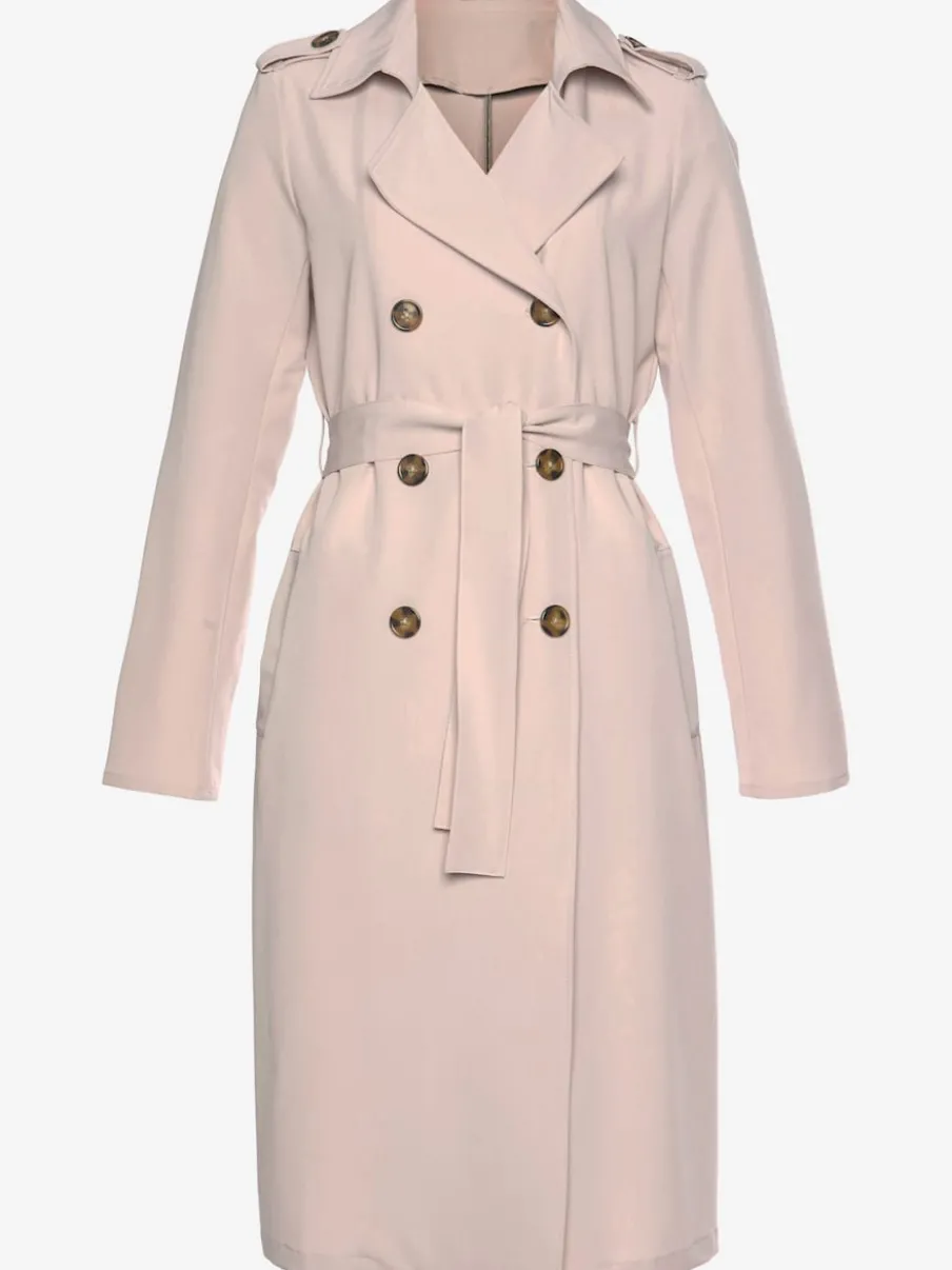 Trench-coat classique matelassé avec poches latérales et ceinture