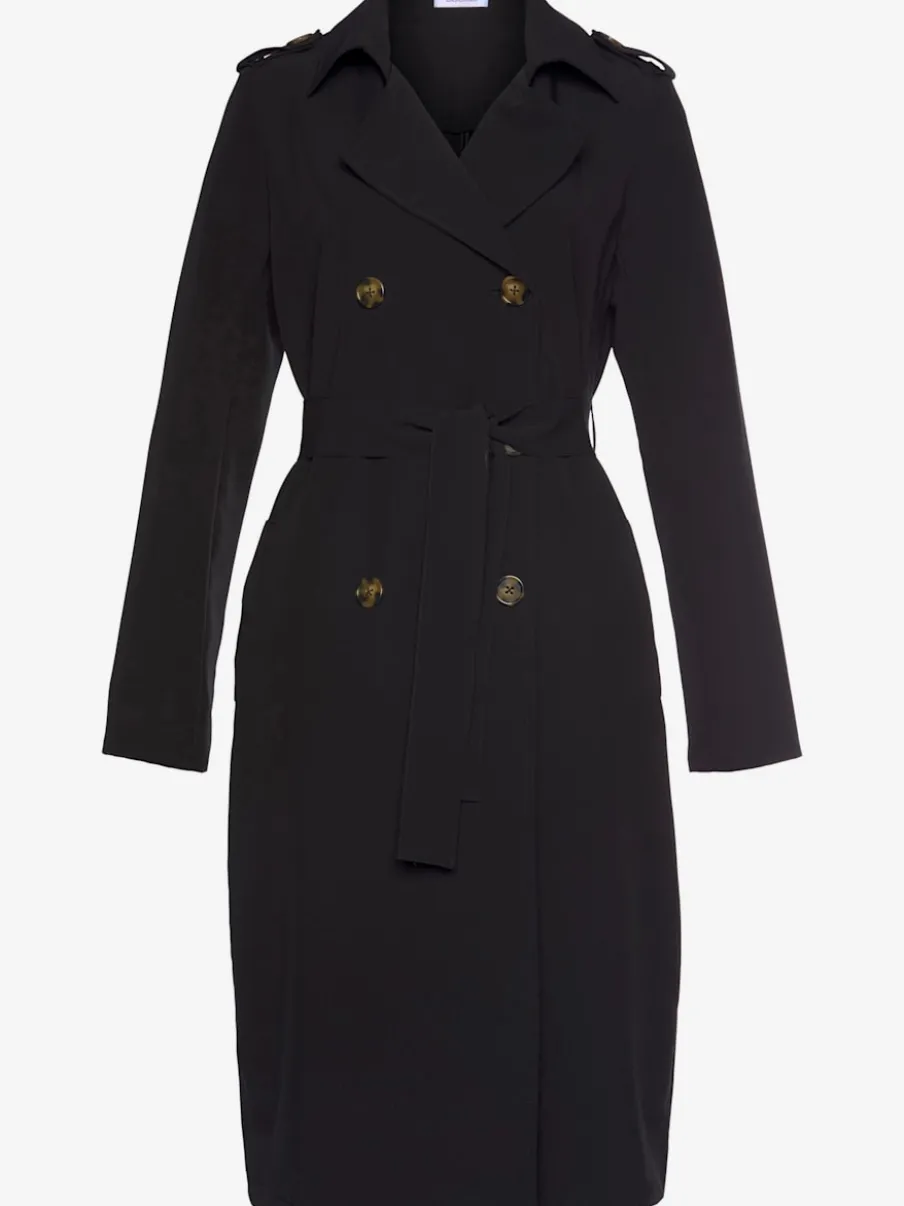 Trench-coat classique matelassé avec poches latérales et ceinture