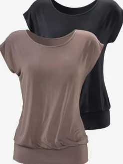 T-shirt ample avec ceinture à l'ourlet en viscose-élasthanne