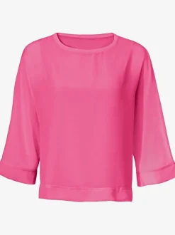 T-shirt ample avec col rond et manches 3/4 chauve-souris