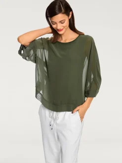 T-shirt ample avec col rond et manches 3/4 chauve-souris
