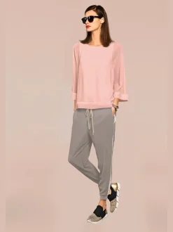 T-shirt ample avec col rond et manches 3/4 chauve-souris