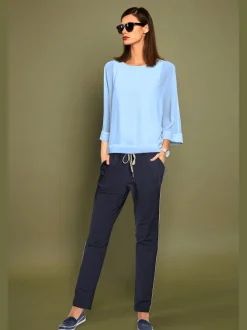 T-shirt ample avec col rond et manches 3/4 chauve-souris