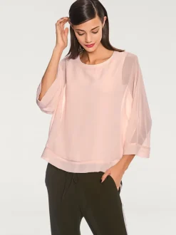 T-shirt ample avec col rond et manches 3/4 chauve-souris