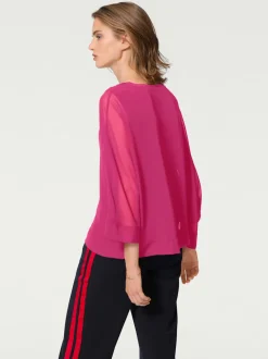 T-shirt ample avec col rond et manches 3/4 chauve-souris
