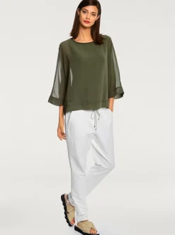 T-shirt ample avec col rond et manches 3/4 chauve-souris