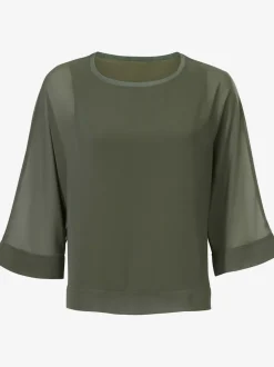 T-shirt ample avec col rond et manches 3/4 chauve-souris