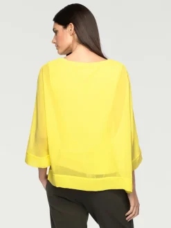 T-shirt ample avec col rond et manches 3/4 chauve-souris
