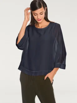 T-shirt ample avec col rond et manches 3/4 chauve-souris