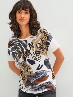 T-shirt ample avec encolure ronde et motif floral