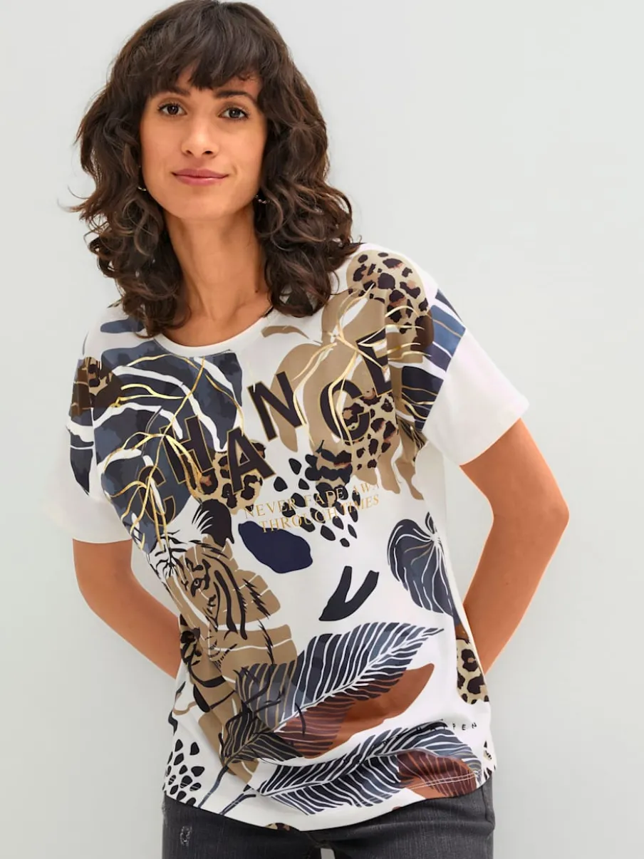 T-shirt ample avec encolure ronde et motif floral