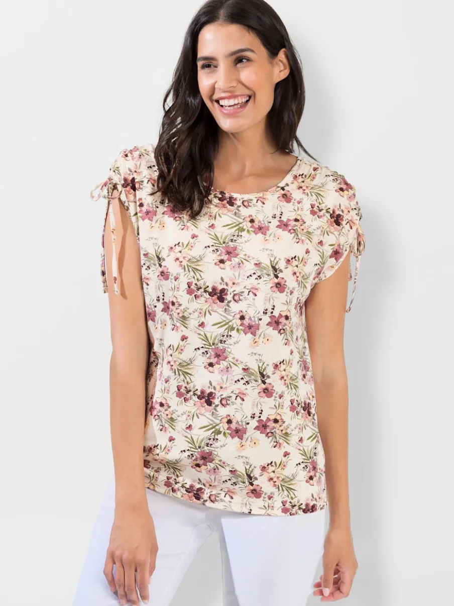T-shirt ample avec fronces et joli imprimé floral