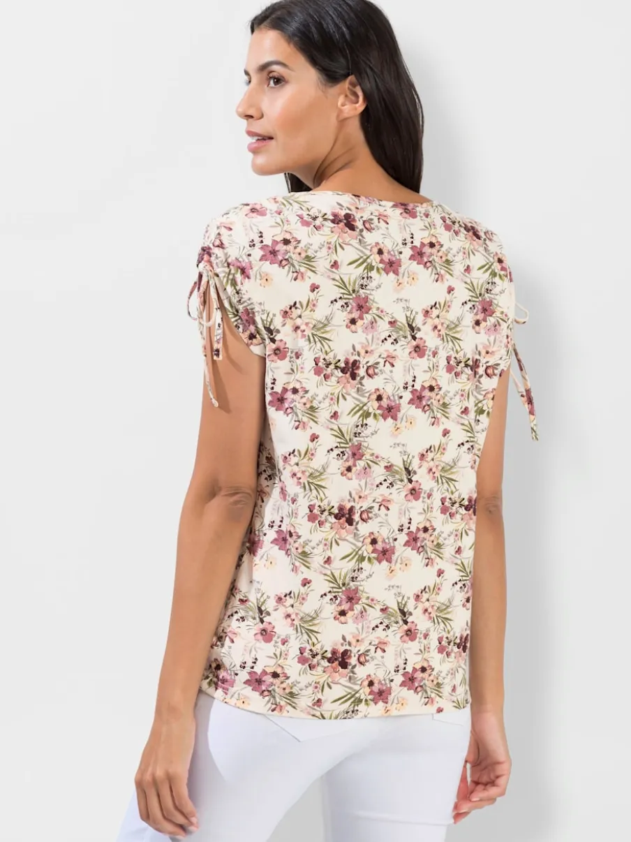 T-shirt ample avec fronces et joli imprimé floral