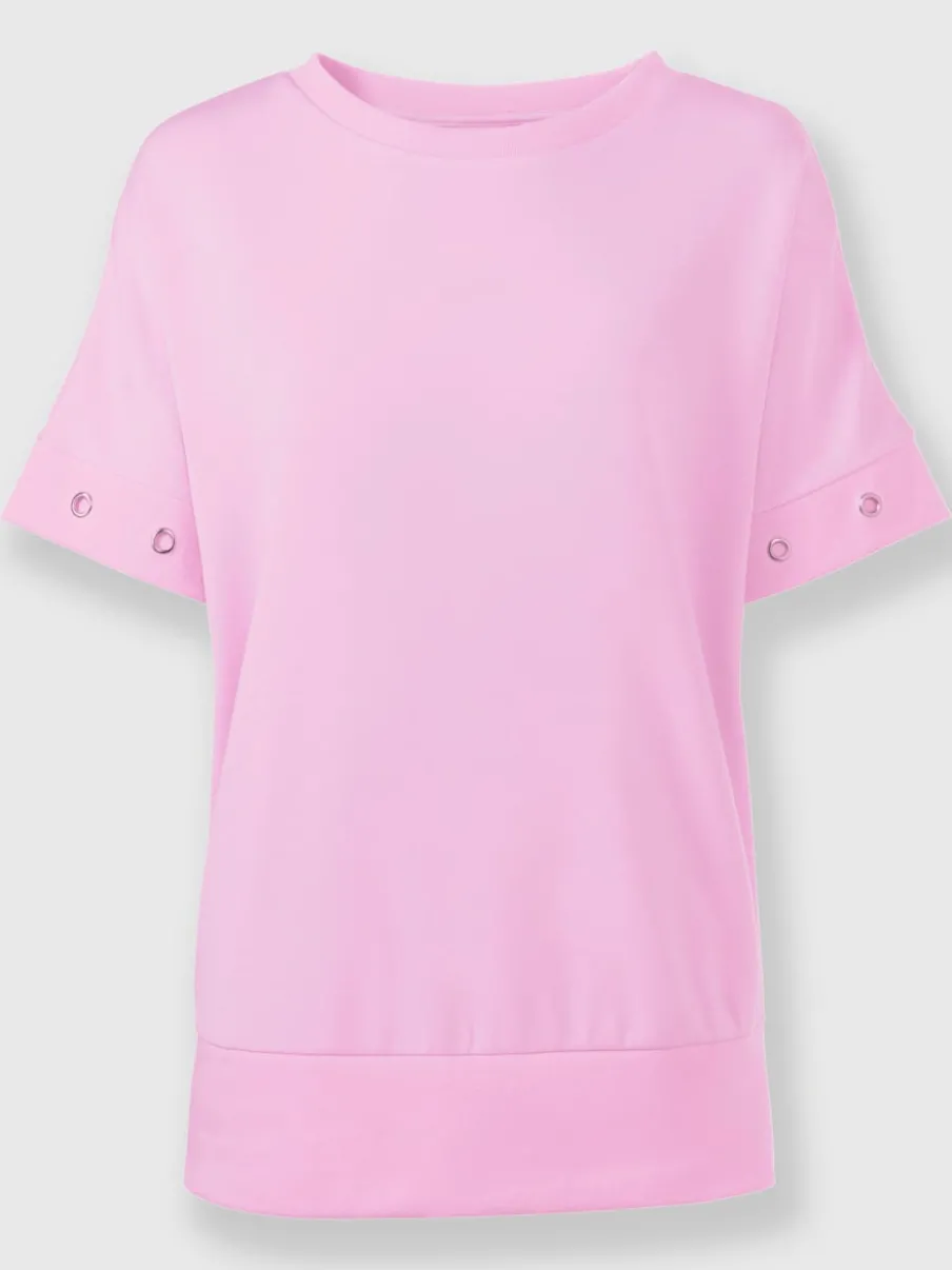 T-shirt ample avec œillets décoratifs sur manches courtes