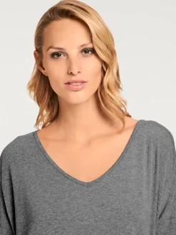 T-shirt ample à col en V manches trois quart fluidité assurée