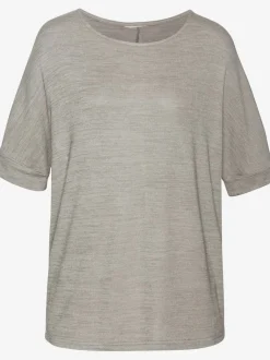 T-shirt ample à col rond avec manches mi-longues et revers fixes