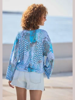 T-shirt ample à encolure en V dégagée avec imprimé unique