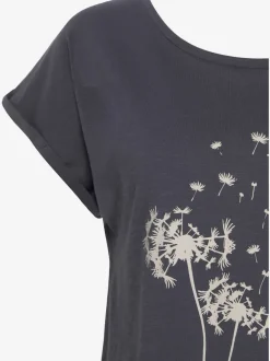 T-shirt ample encolure ronde avec impression pissenlit et manches courtes
