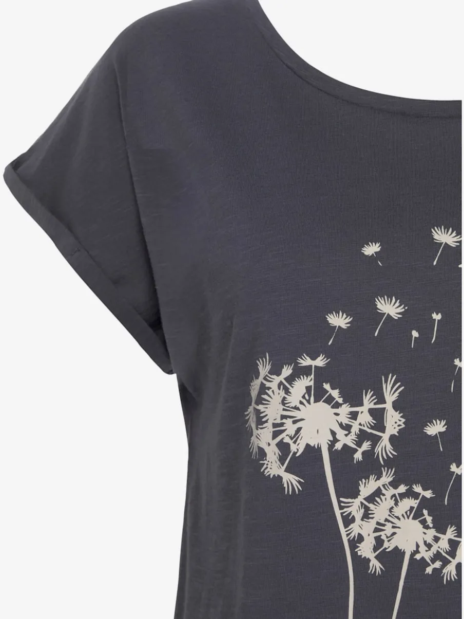 T-shirt ample encolure ronde avec impression pissenlit et manches courtes