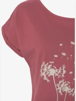 T-shirt ample encolure ronde avec impression pissenlit et manches courtes