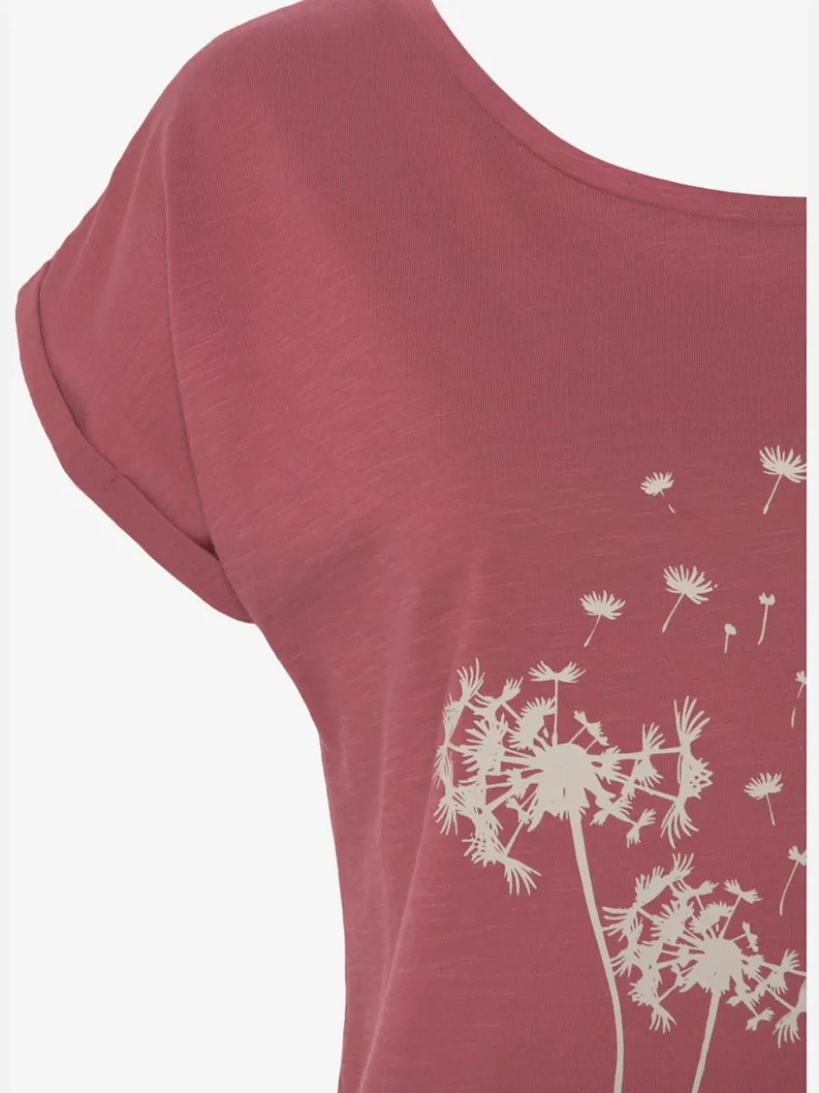 T-shirt ample encolure ronde avec impression pissenlit et manches courtes