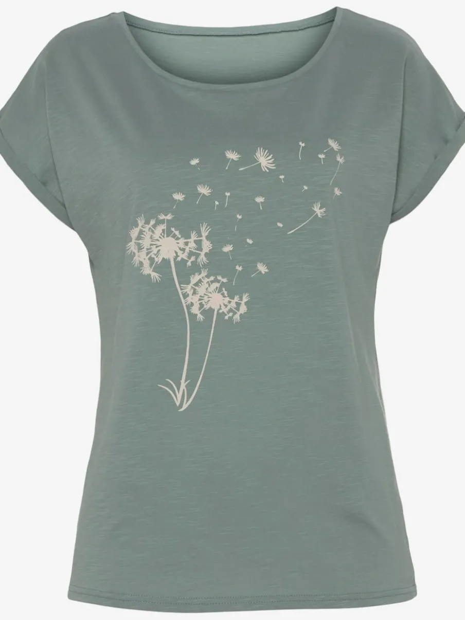 T-shirt ample encolure ronde avec impression pissenlit et manches courtes