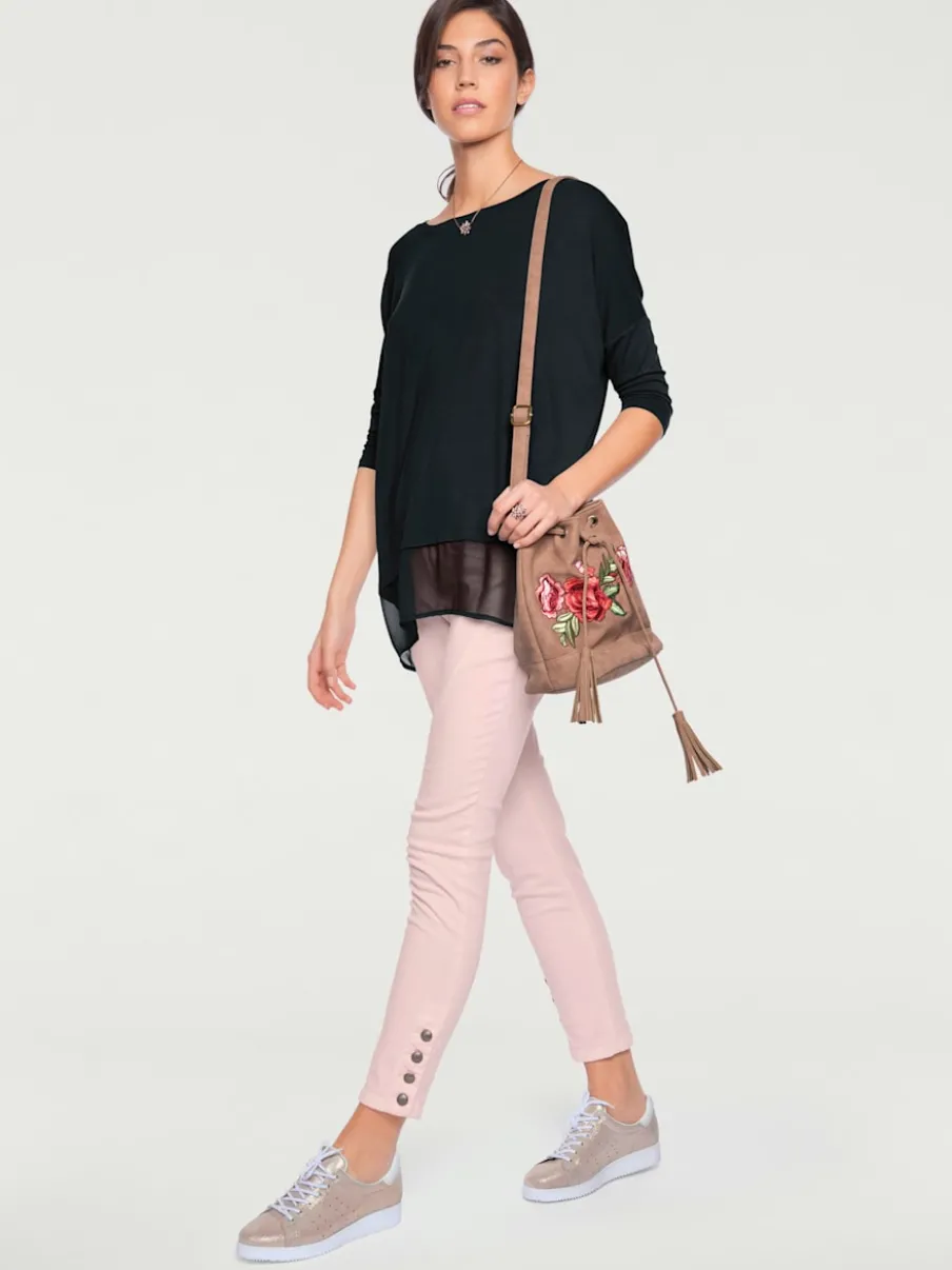 T-shirt ample fluide avec large ourlet en mousseline