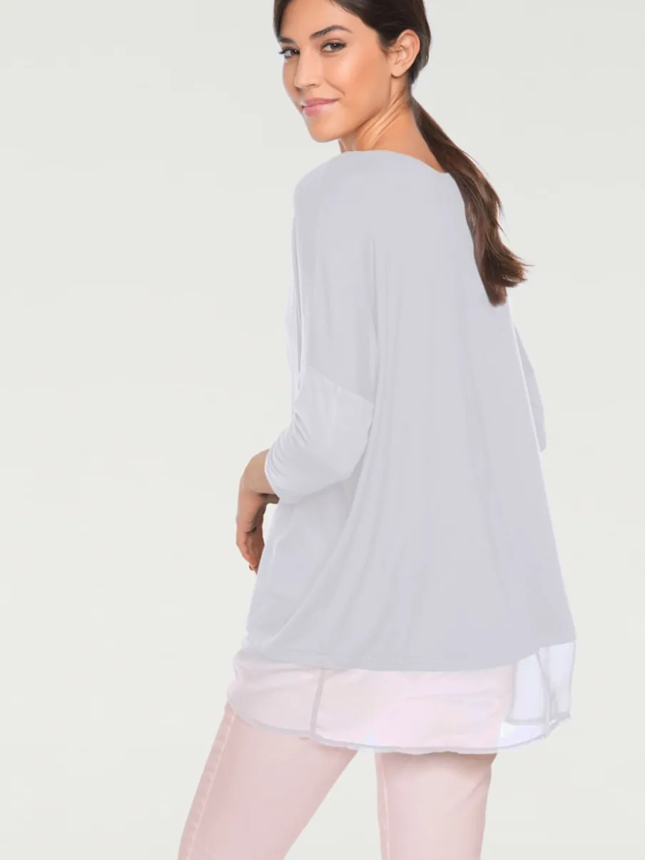 T-shirt ample fluide avec large ourlet en mousseline