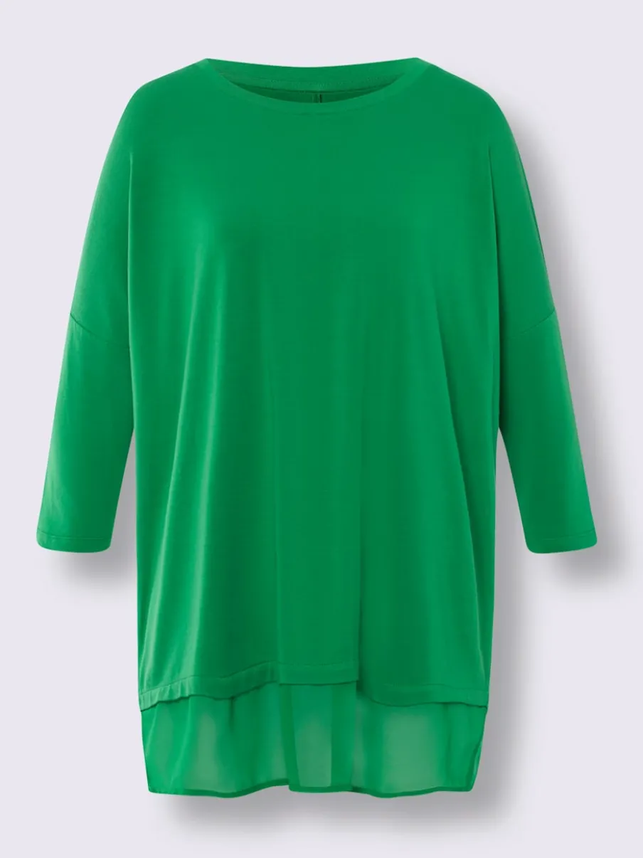 T-shirt ample fluide avec large ourlet en mousseline