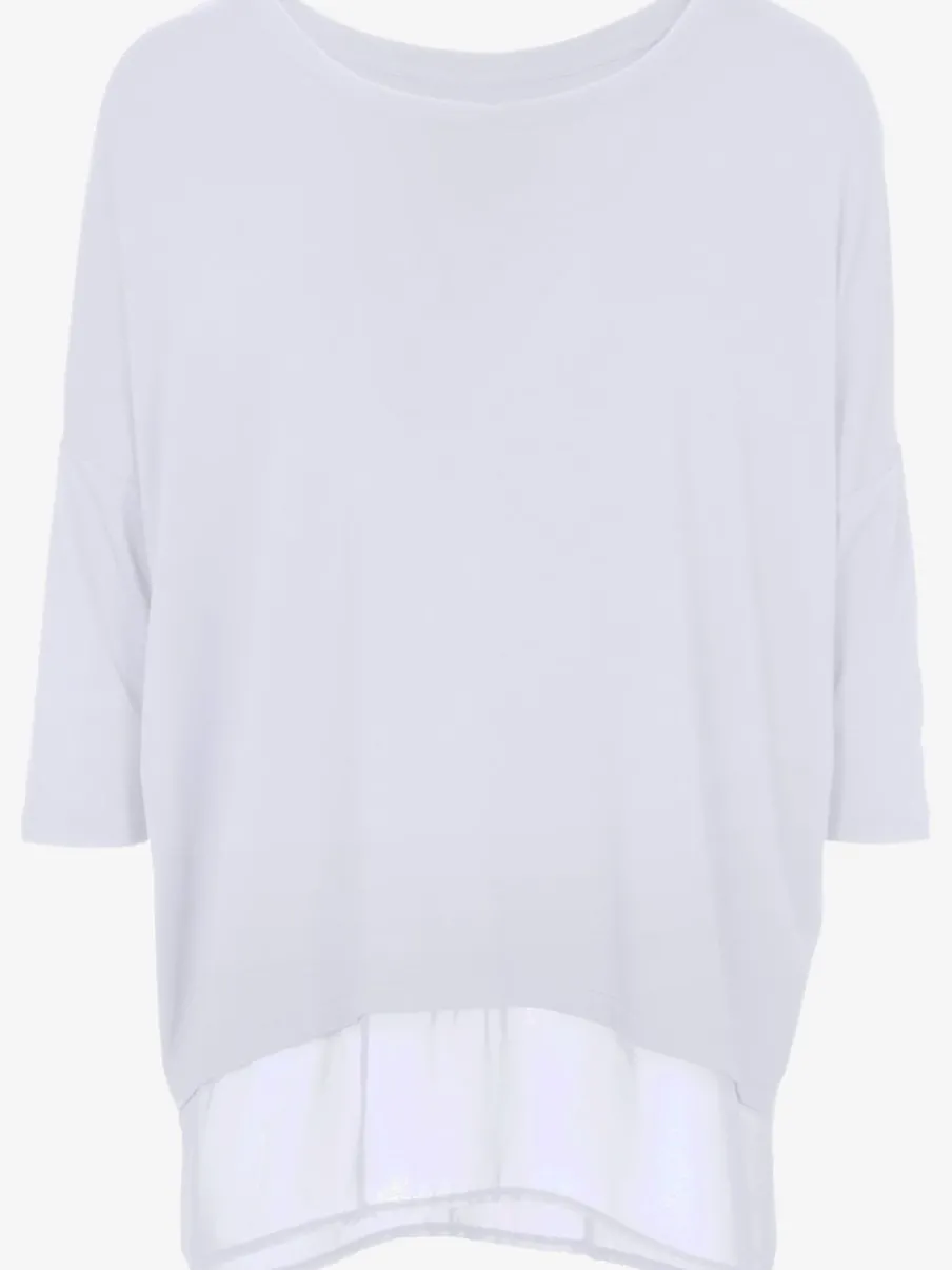 T-shirt ample fluide avec large ourlet en mousseline
