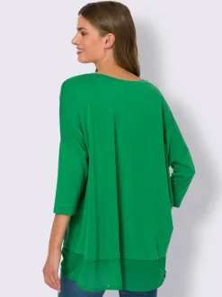 T-shirt ample fluide avec large ourlet en mousseline