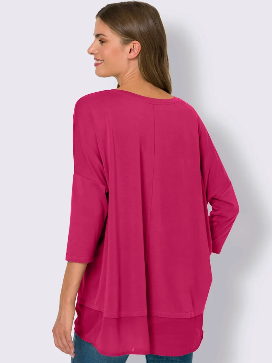 T-shirt ample fluide avec large ourlet en mousseline