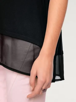 T-shirt ample fluide avec large ourlet en mousseline