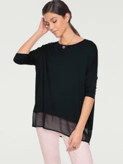 T-shirt ample fluide avec large ourlet en mousseline