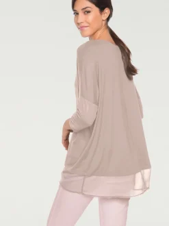 T-shirt ample fluide avec large ourlet en mousseline