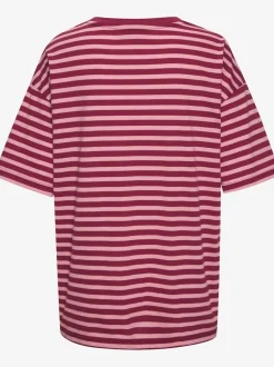 T-shirt ample à rayures avec logo poitrine doux