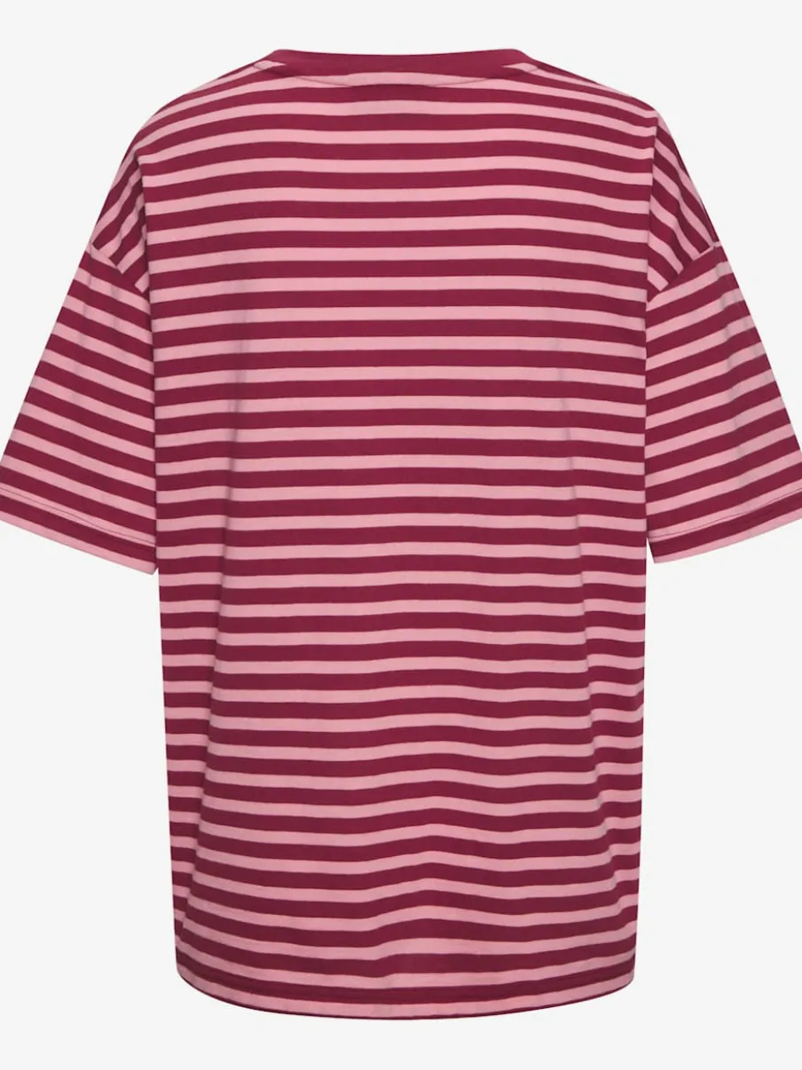 T-shirt ample à rayures avec logo poitrine doux
