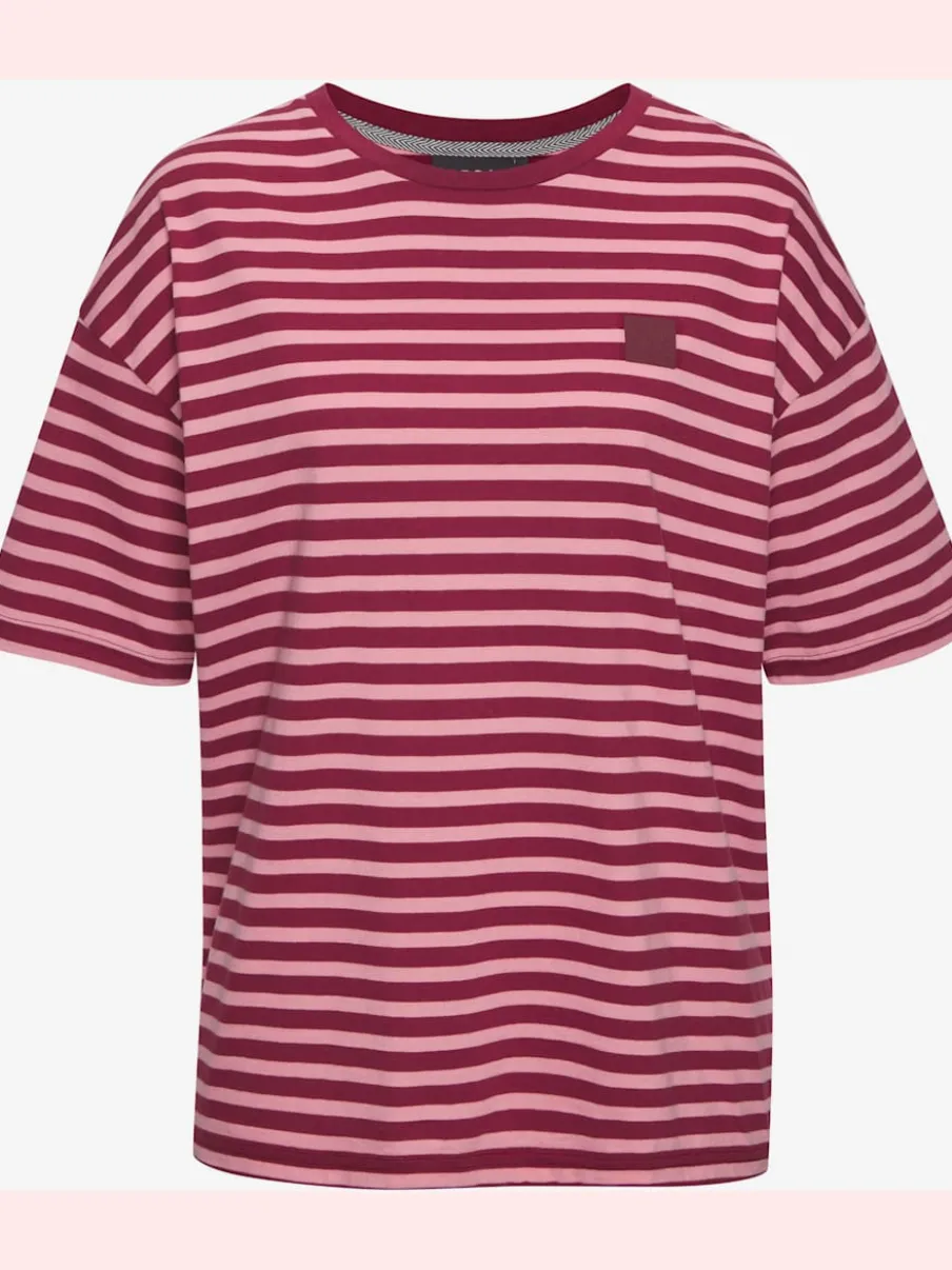 T-shirt ample à rayures avec logo poitrine doux