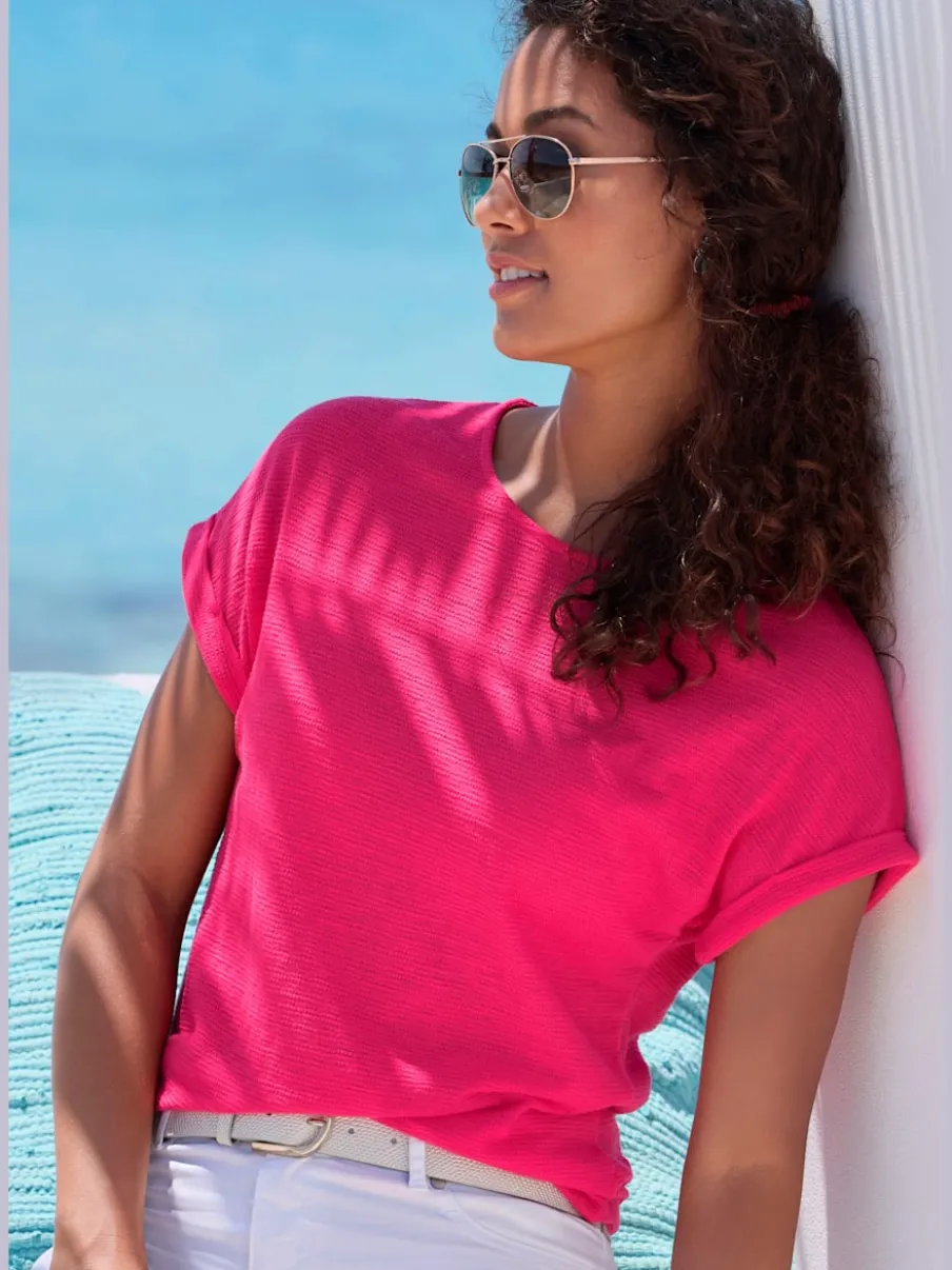 T-shirt avec col rond et manches courtes en polyester recyclé