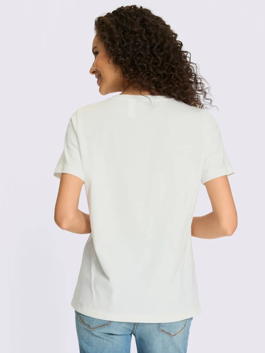 T-shirt avec cœur imprimé et inscription devant manches courtes