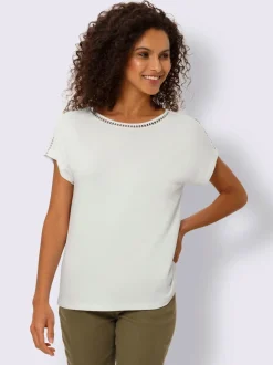 T-shirt avec empiècement en crochet et mancherons décontractés