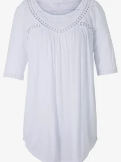 T-shirt avec empiècement en dentelle et encolure ronde