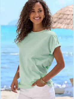 T-shirt avec encolure ronde et manches courtes en coton doux