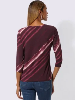 T-shirt avec encolure ronde et manches 3/4 en batik