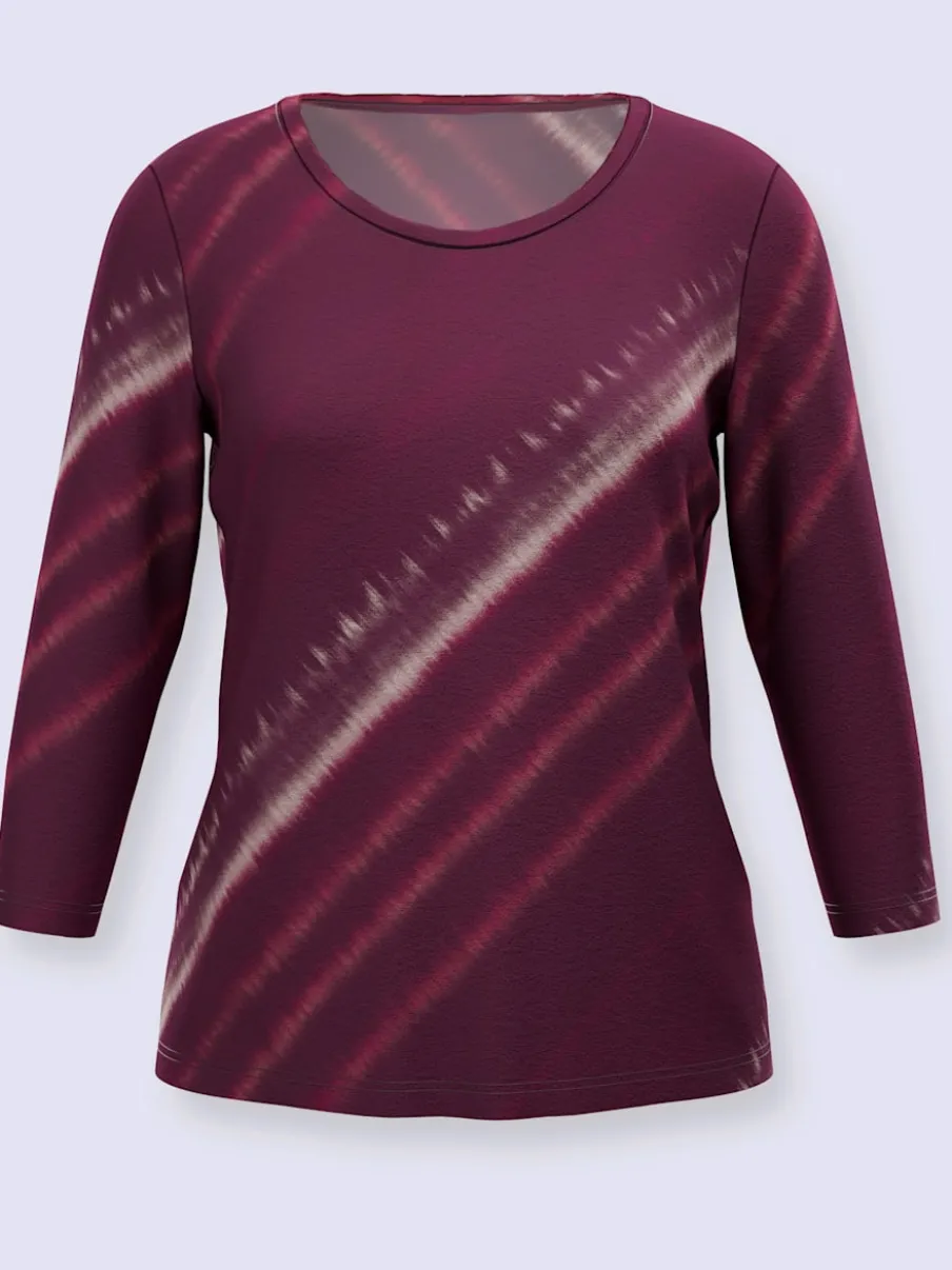T-shirt avec encolure ronde et manches 3/4 en batik