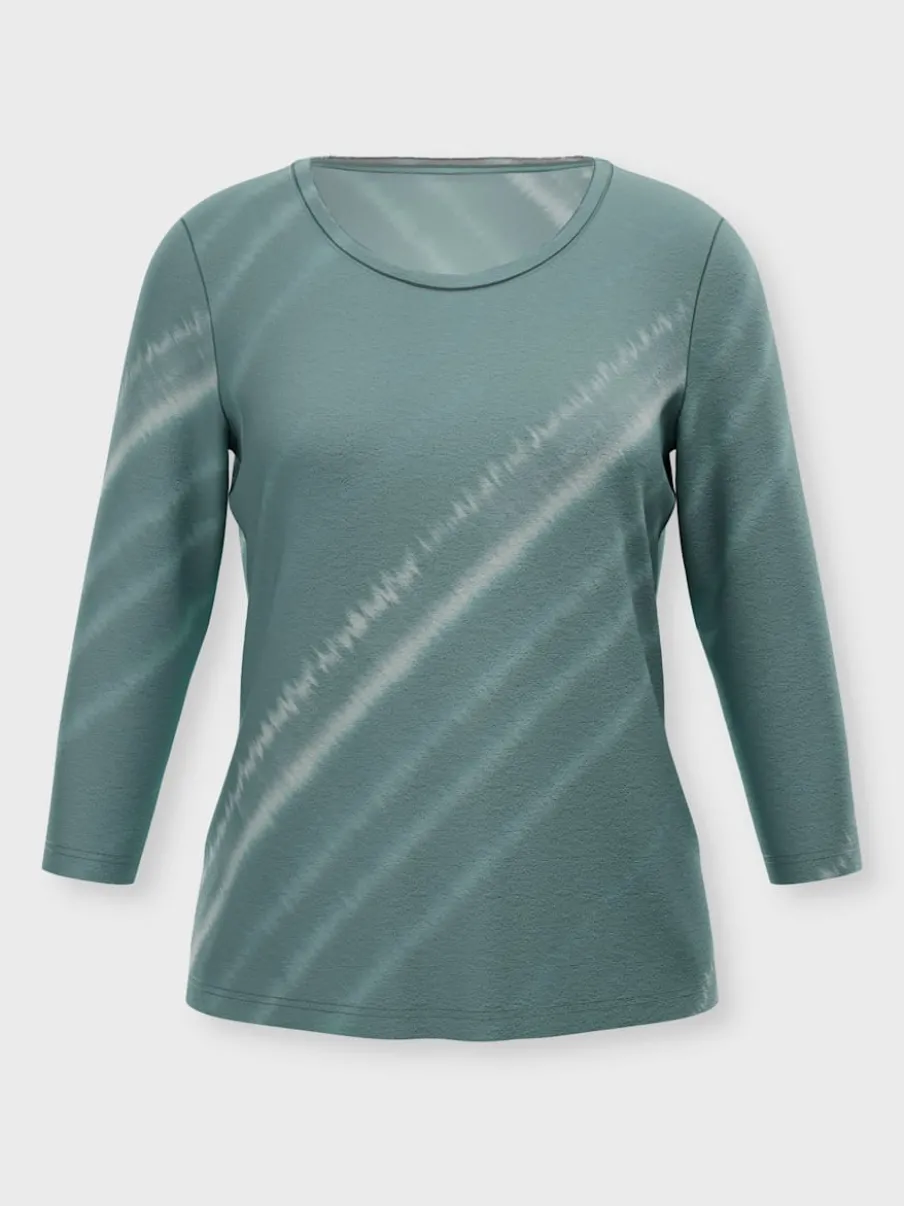 T-shirt avec encolure ronde et manches 3/4 en batik
