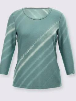 T-shirt avec encolure ronde et manches 3/4 en batik