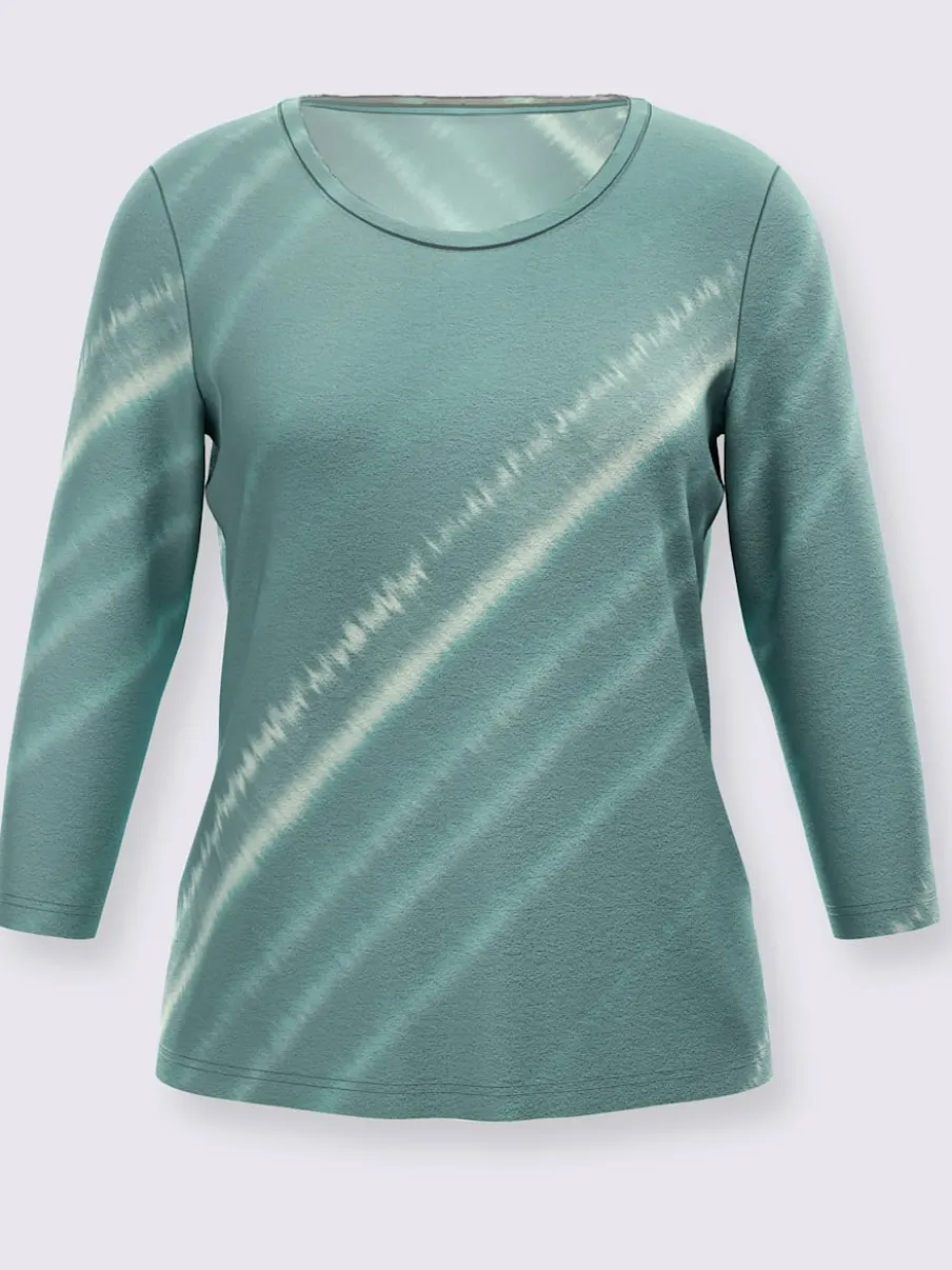 T-shirt avec encolure ronde et manches 3/4 en batik