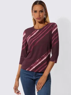 T-shirt avec encolure ronde et manches 3/4 en batik