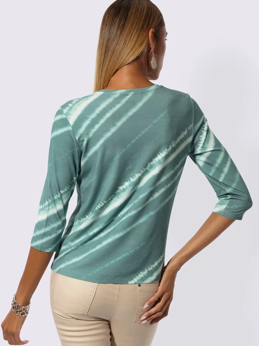 T-shirt avec encolure ronde et manches 3/4 en batik